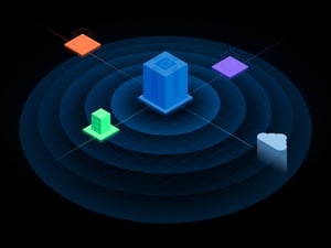 Multi-colored isometric illustration of connecting to a CoreSite Data Center