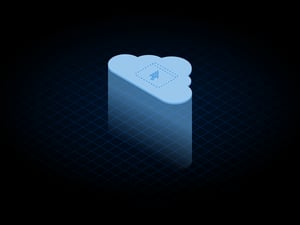 blue isometric cloud with webpage icon