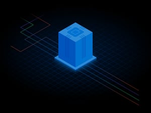 Multi-colored isometric illustration of connecting to a CoreSite Data Center