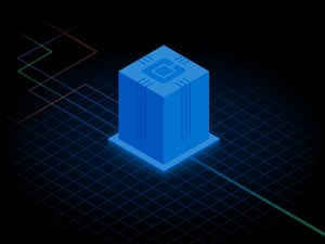 Blue isometric illustration of CoreSite data center